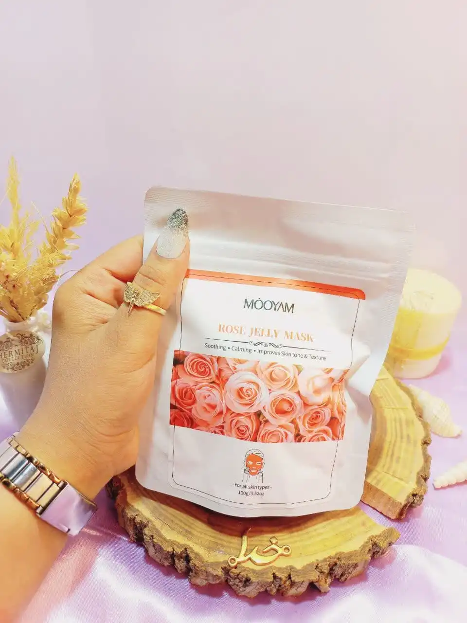 ماسک پودری 100 گرمی جوانسازی مویام MOOYAM با عصاره گل رز ROSE ساخت چین